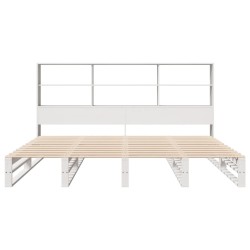Lit bibliothèque sans matelas blanc 180x200 cm bois massif 