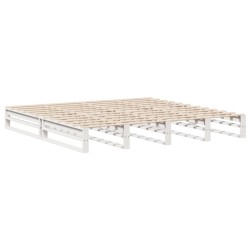 Lit bibliothèque sans matelas blanc 180x200 cm bois massif 