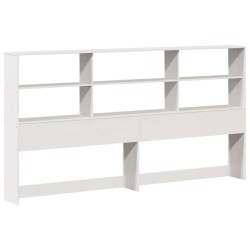 Lit bibliothèque sans matelas blanc 180x200 cm bois massif 