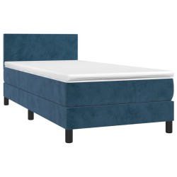Sommier à lattes de lit avec matelas et LED Bleu foncé 90x190cm 