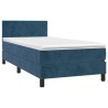 Sommier à lattes de lit avec matelas et LED Bleu foncé 90x190cm 