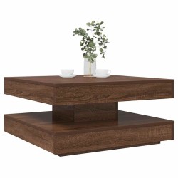 Table basse rotative à 360 degrés chêne marron 70x70x34,5 cm 