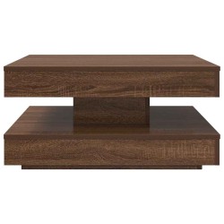 Table basse rotative à 360 degrés chêne marron 70x70x34,5 cm 
