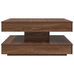 Table basse rotative à 360 degrés chêne marron 70x70x34,5 cm 