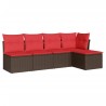 Salon de jardin avec coussins 5 pcs marron résine tressée 