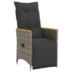 Ensemble de bistro de jardin 3 pcs coussins gris poly rotin 