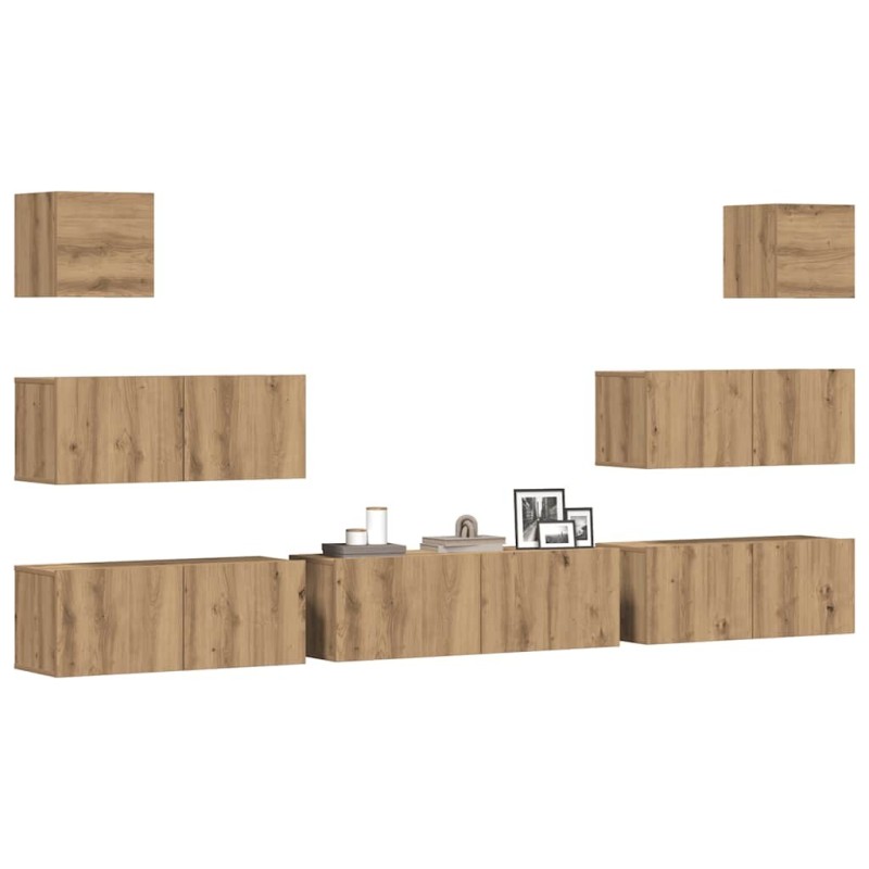 Ensemble de meuble TV mural 7 pcs chêne artisanal 