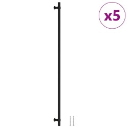 Poignées d'armoire 5 pcs noir 480 mm acier inoxydable 