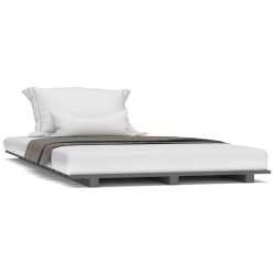 Cadre de lit sans matelas gris 90x200 cm bois de pin massif 