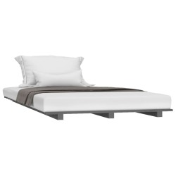 Cadre de lit sans matelas gris 90x200 cm bois de pin massif 