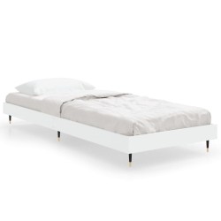 Cadre de lit sans matelas blanc 75x190 cm bois d'ingénierie 