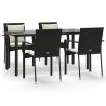 Ensemble à manger de jardin coussins 5pcs Noir Résine tressée 