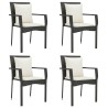 Ensemble à manger de jardin coussins 5pcs Noir Résine tressée 