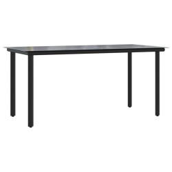 Ensemble à manger de jardin coussins 5pcs Noir Résine tressée 