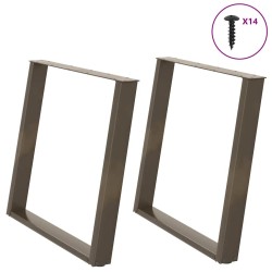 Pieds de table à manger en forme de U, 2 pièces, acier naturel, 90 x (72-73) cm 