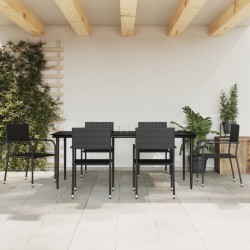 Ensemble à manger de jardin 7 pcs noir résine tressée et acier 