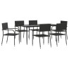Ensemble à manger de jardin 7 pcs noir résine tressée et acier 