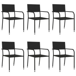 Ensemble à manger de jardin 7 pcs noir résine tressée et acier 