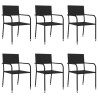 Ensemble à manger de jardin 7 pcs noir résine tressée et acier 