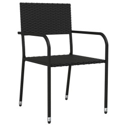 Ensemble à manger de jardin 7 pcs noir résine tressée et acier 
