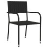 Ensemble à manger de jardin 7 pcs noir résine tressée et acier 