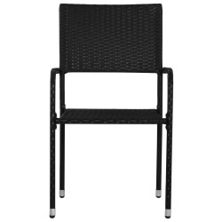 Ensemble à manger de jardin 7 pcs noir résine tressée et acier 