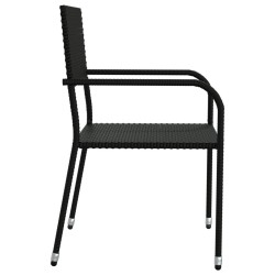 Ensemble à manger de jardin 7 pcs noir résine tressée et acier 