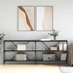 Table console noir 200x30x75 cm bois d'ingénierie et fer 