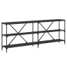Table console noir 200x30x75 cm bois d'ingénierie et fer 
