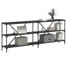 Table console noir 200x30x75 cm bois d'ingénierie et fer 