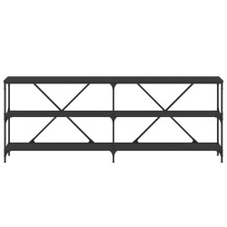 Table console noir 200x30x75 cm bois d'ingénierie et fer 