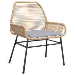 Ensemble à manger jardin coussins 5pcs marron poly rotin verre 