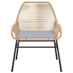Ensemble à manger jardin coussins 5pcs marron poly rotin verre 