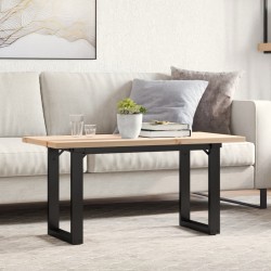 Table basse cadre en O 90x40x45,5cm bois de pin massif et acier 