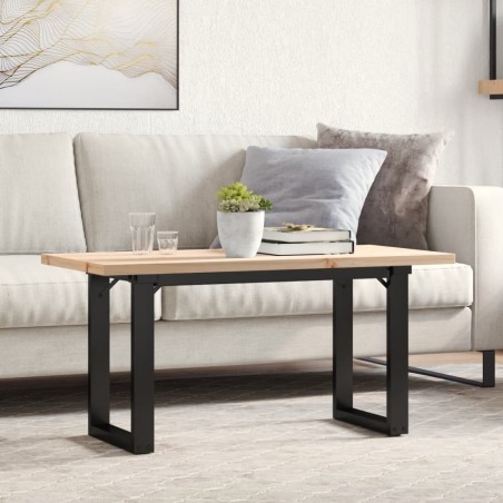 Table basse cadre en O 90x40x45,5cm bois de pin massif et acier 
