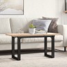 Table basse cadre en O 90x40x45,5cm bois de pin massif et acier 