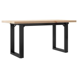 Table basse cadre en O 90x40x45,5cm bois de pin massif et acier 