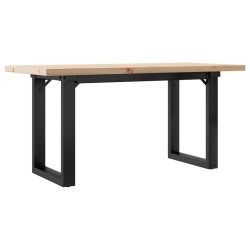 Table basse cadre en O 90x40x45,5cm bois de pin massif et acier 
