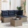 Salon de jardin 5 pcs avec coussins gris résine tressée 