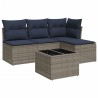 Salon de jardin 5 pcs avec coussins gris résine tressée 