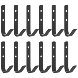 Crochets muraux en forme de J 12 pcs acier noir 