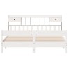 Lit bibliothèque sans matelas blanc 200x200 cm bois pin massif 