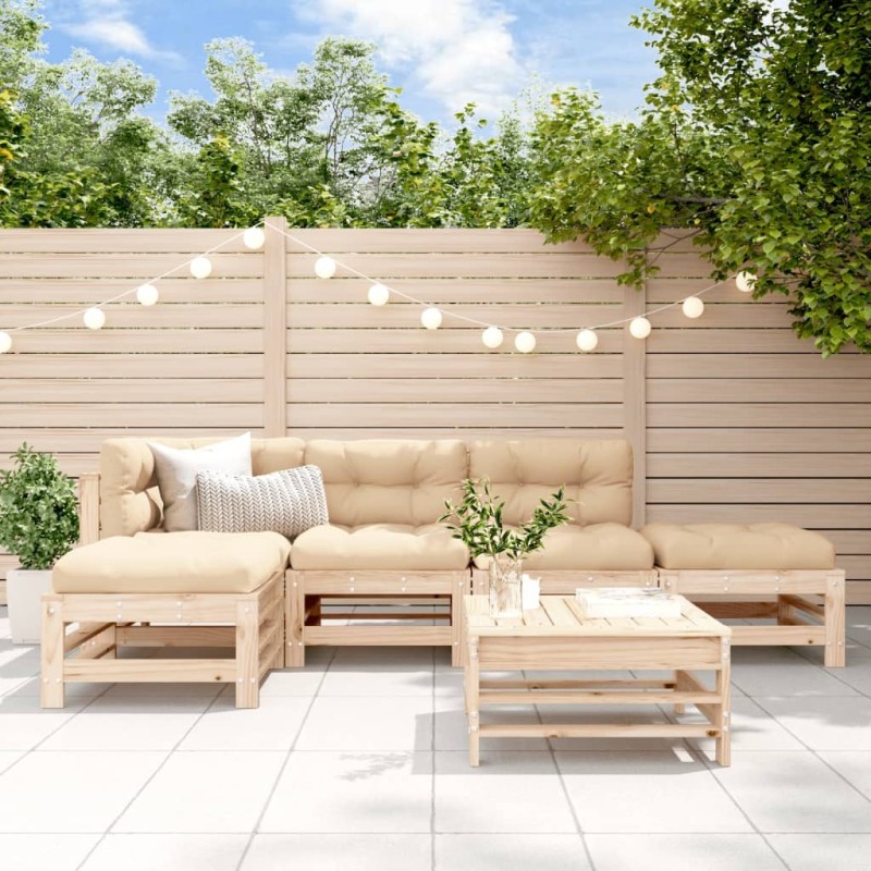 Salon de jardin 6 pcs Bois de pin massif 
