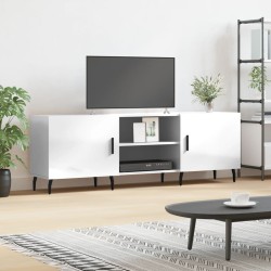Meuble TV blanc brillant 150x30x50 cm bois d'ingénierie 