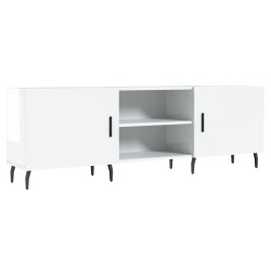 Meuble TV blanc brillant 150x30x50 cm bois d'ingénierie 