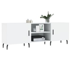 Meuble TV blanc brillant 150x30x50 cm bois d'ingénierie 