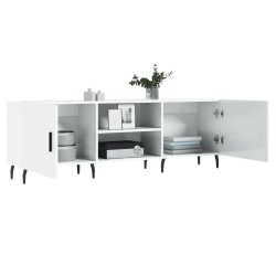 Meuble TV blanc brillant 150x30x50 cm bois d'ingénierie 