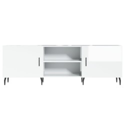 Meuble TV blanc brillant 150x30x50 cm bois d'ingénierie 