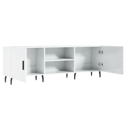 Meuble TV blanc brillant 150x30x50 cm bois d'ingénierie 