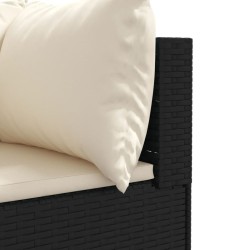 Salon de jardin 4 pcs avec coussins Noir Résine tressée 